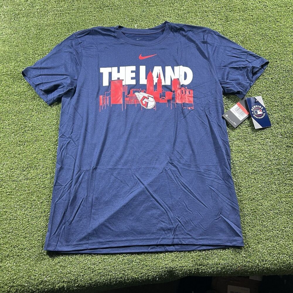 NIKE DRI-FIT Cleveland Guardians The Land Graphic Men's Blue Shirt L